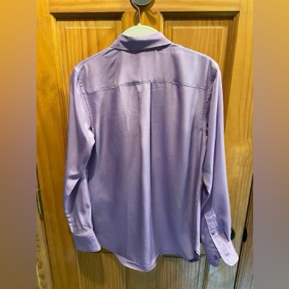 Lauren Ralph Lauren Silk Like Button Down Shirt - Wisteria Purple - Picture 2 of 3